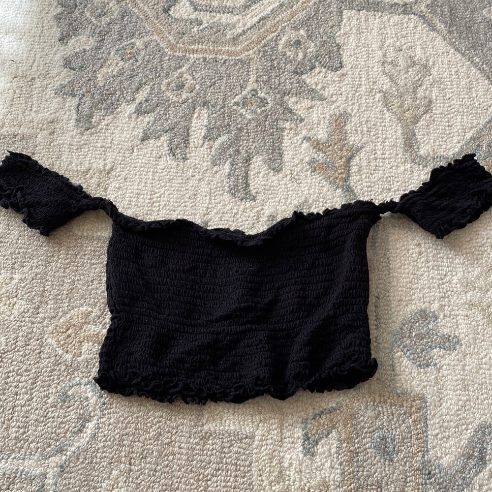 Black off the shoulder crop top